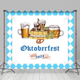 Blau Weiß Rhombus 2024 Oktoberfest Party Hintergrund